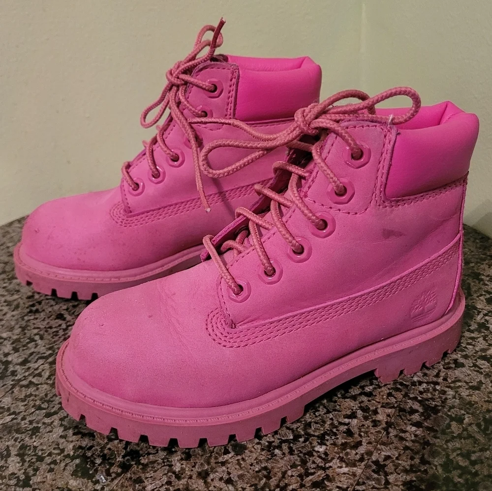 Timberland Pink Nubuck Leather Boots Toddler Girls 10 Waterproof Winter Casual